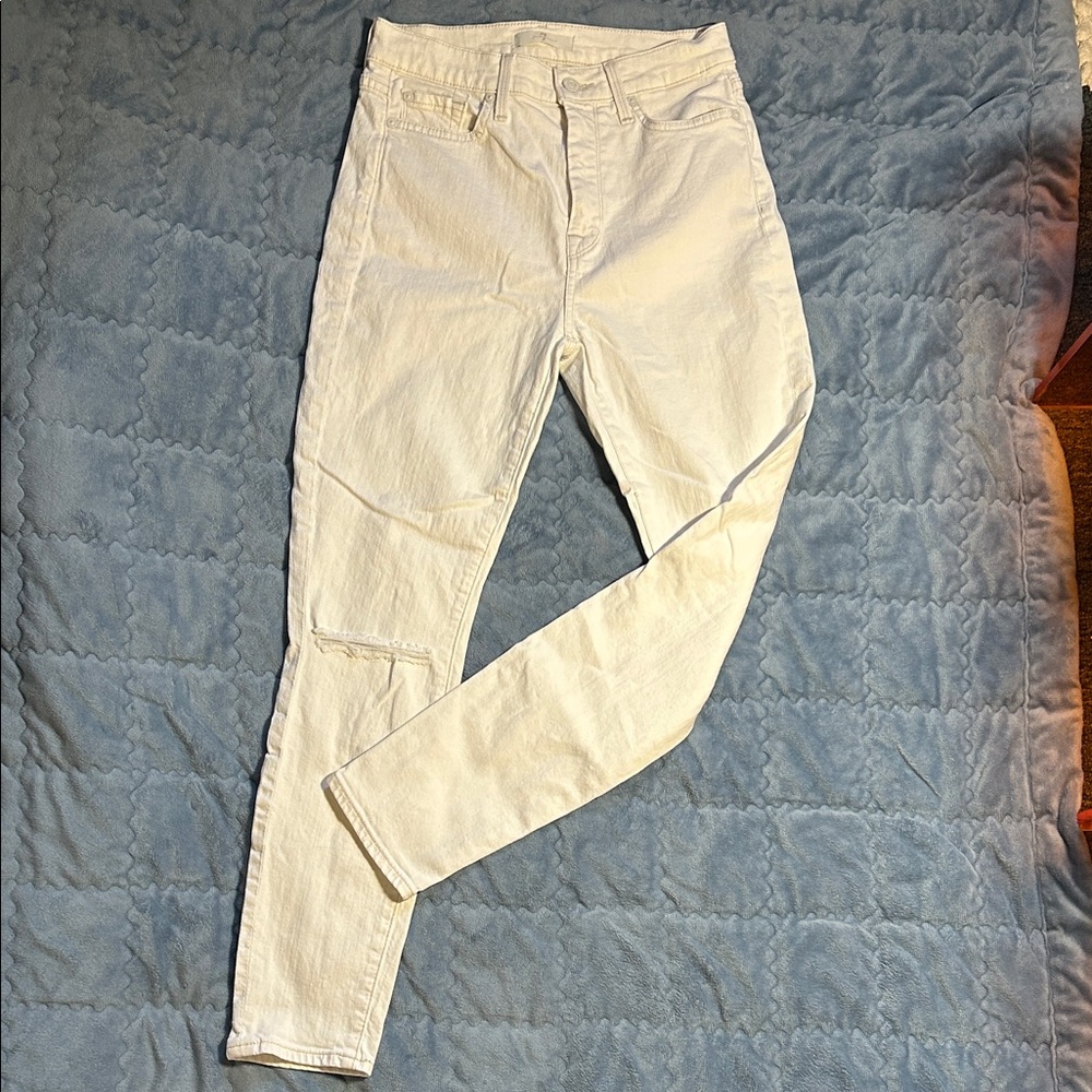 7 For All Mankind white ripped skinny Jeans